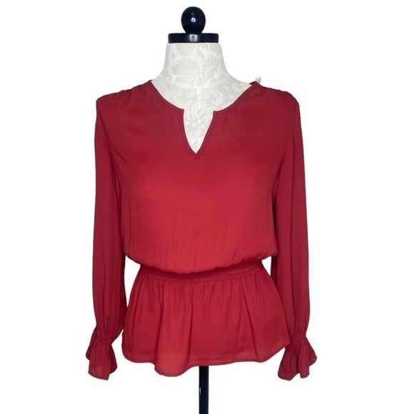 Counterparts Brick Red Gathered Waist Blouse Size Small - Picture 1 of 3